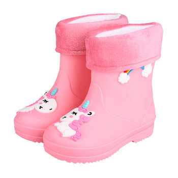 Dječje čizme za kišu s motivom crtića - unisex, fleece podstava, vodootporan PVC, elastični gornji dio, srednja visina, pogodne za sve sezone, tema princeza