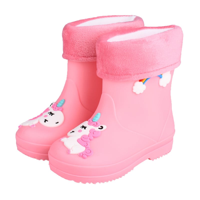 Dječje čizme za kišu s motivom crtića - unisex, fleece podstava, vodootporan PVC, elastični gornji dio, srednja visina, pogodne za sve sezone, tema princeza