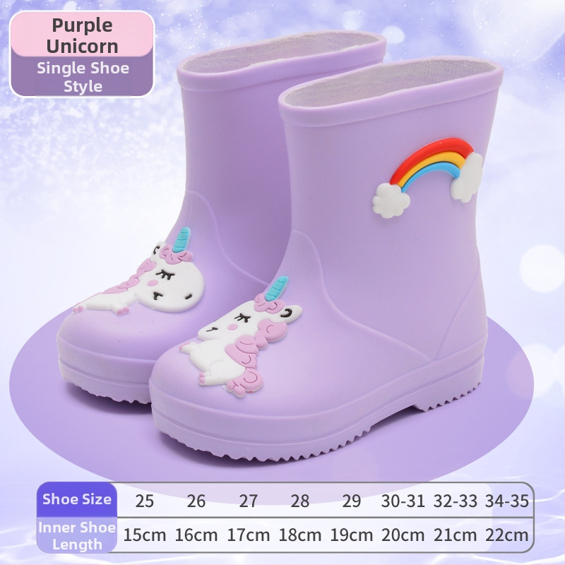 Dječje čizme za kišu s motivom crtića - unisex, fleece podstava, vodootporan PVC, elastični gornji dio, srednja visina, pogodne za sve sezone, tema princeza