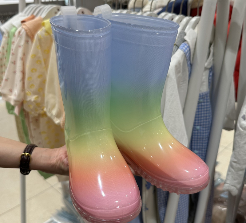 Dječje kišne čizme – crtani uzorak s duhom, srednje visine, gornji dio od PVC-a, za četiri sezone, Rainbow serija
