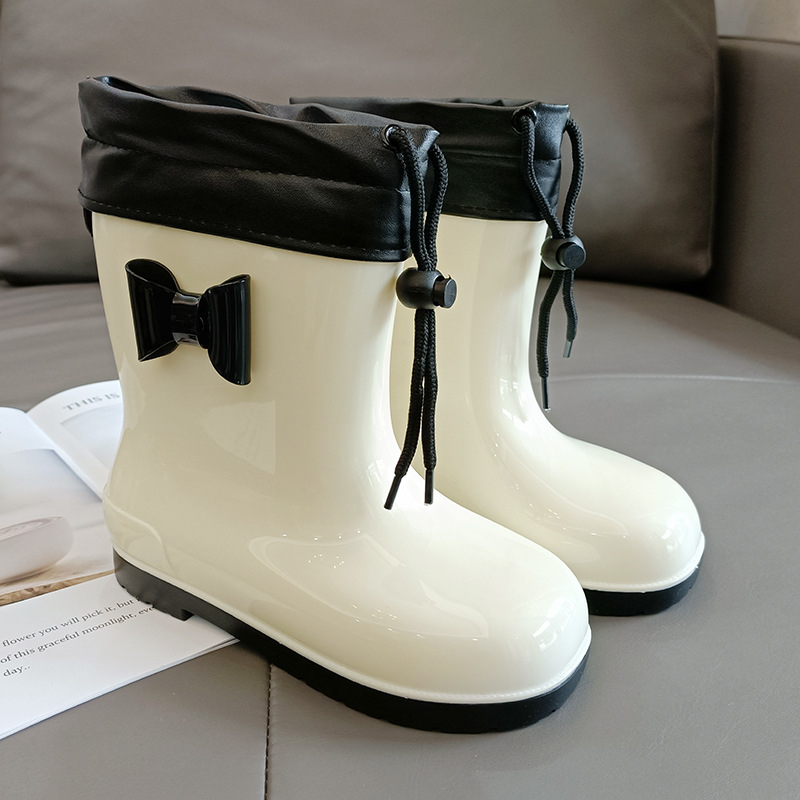 Morning Love dječje čizme za kišu, bijele, s fleece unutrašnjosti, PVC, srednja visina potkoljenice, lagane