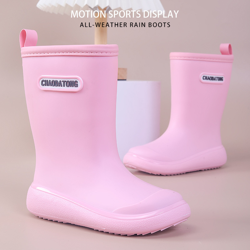 Chaota Tong dječje čizme za kišu, ultra lagane, PVC gornji dio, visok profil, jednobojne, japanski stil, protuklizne potplat, za djecu od 4 do 16 godina