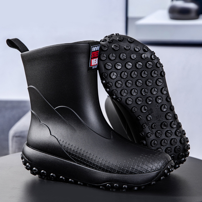 PVC čizme za kišu, srednje visine do potkoljenice, unisex za odrasle, četiri sezone, slip-on dizajn