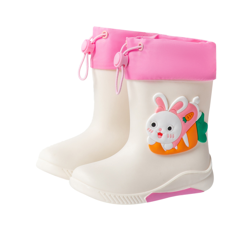 Детски дъждовни ботуши с анимационен животински принт, PVC, нехлъзгаща подметка, средна височина, за деца 4–12 г.