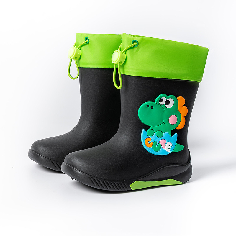 Детски дъждовни ботуши с анимационен животински принт, PVC, нехлъзгаща подметка, средна височина, за деца 4–12 г.