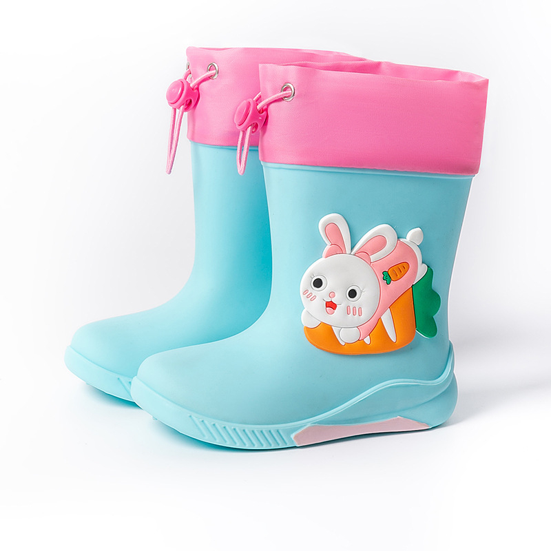 Детски дъждовни ботуши с анимационен животински принт, PVC, нехлъзгаща подметка, средна височина, за деца 4–12 г.