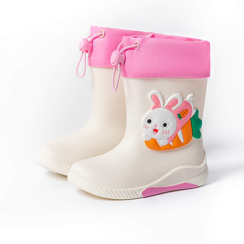 Детски дъждовни ботуши с анимационен животински принт, PVC, нехлъзгаща подметка, средна височина, за деца 4–12 г.