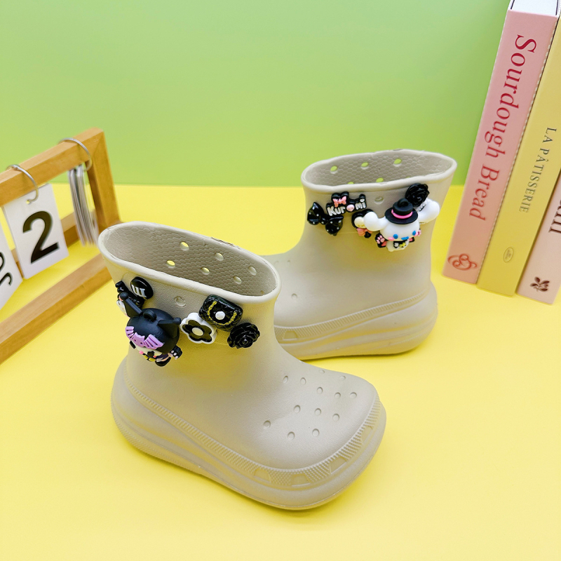 Dječje kišne čizme s EVA gornjim dijelom, dizajn s likovima Cinnamoroll i Kuromi; ravna peta, niski cilindar; dobno razdoblje 4–16
