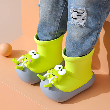 Унисекс детски дъждовни ботуши от EVA, серия Little Frog, карикатурен модел, с плосък ток, четири сезона, за деца 1–12 години