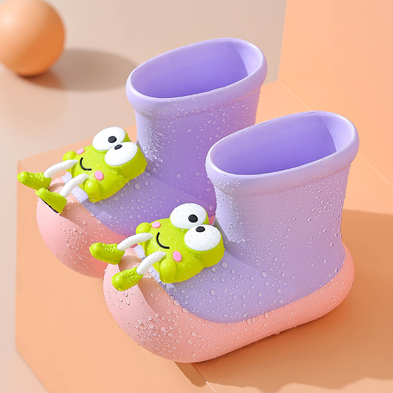 Унисекс детски дъждовни ботуши от EVA, серия Little Frog, карикатурен модел, с плосък ток, четири сезона, за деца 1–12 години