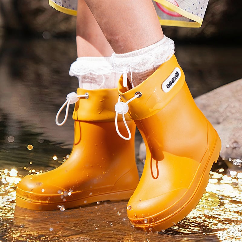 Dječje gumene čizme za kišu – Unisex, crtani stil, PVC gornji dio, niski šev, ravna peta