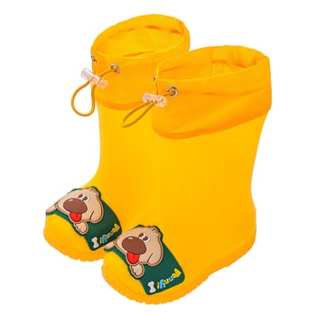Ghete de ploaie pentru copii - Unisex, Model desen animat, Partea superioară din PVC, Înălțime medie a tubului, Toc mic 1–3 cm