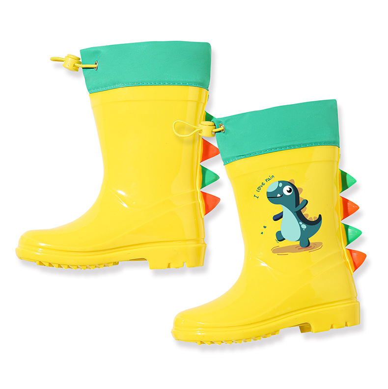 Cizme de ploaie pentru copii, cu șnur - ușoare, model cartoon, partea superioară din PVC, înaltă, unisex, pentru toate anotimpurile