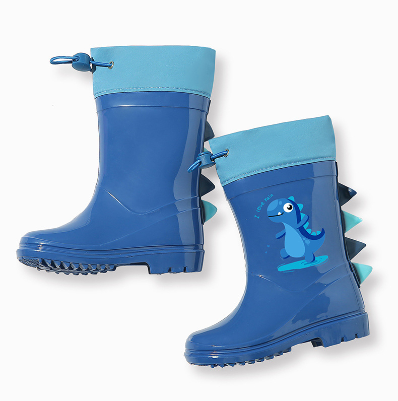 Cizme de ploaie pentru copii, cu șnur - ușoare, model cartoon, partea superioară din PVC, înaltă, unisex, pentru toate anotimpurile