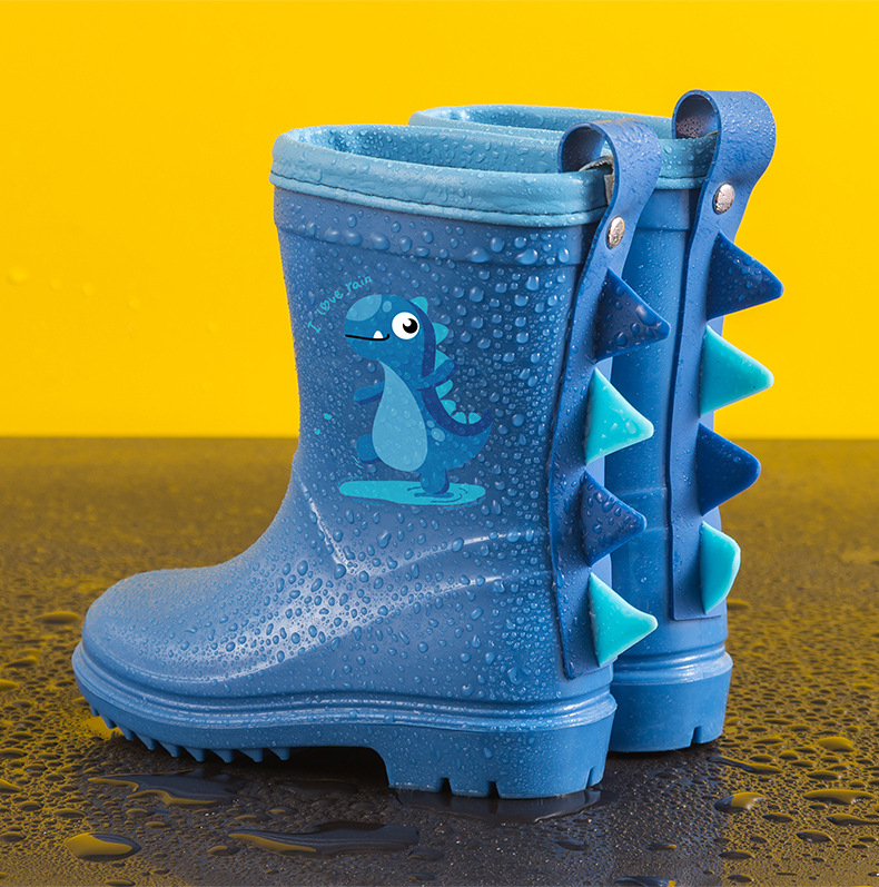 Cizme de ploaie pentru copii, cu șnur - ușoare, model cartoon, partea superioară din PVC, înaltă, unisex, pentru toate anotimpurile