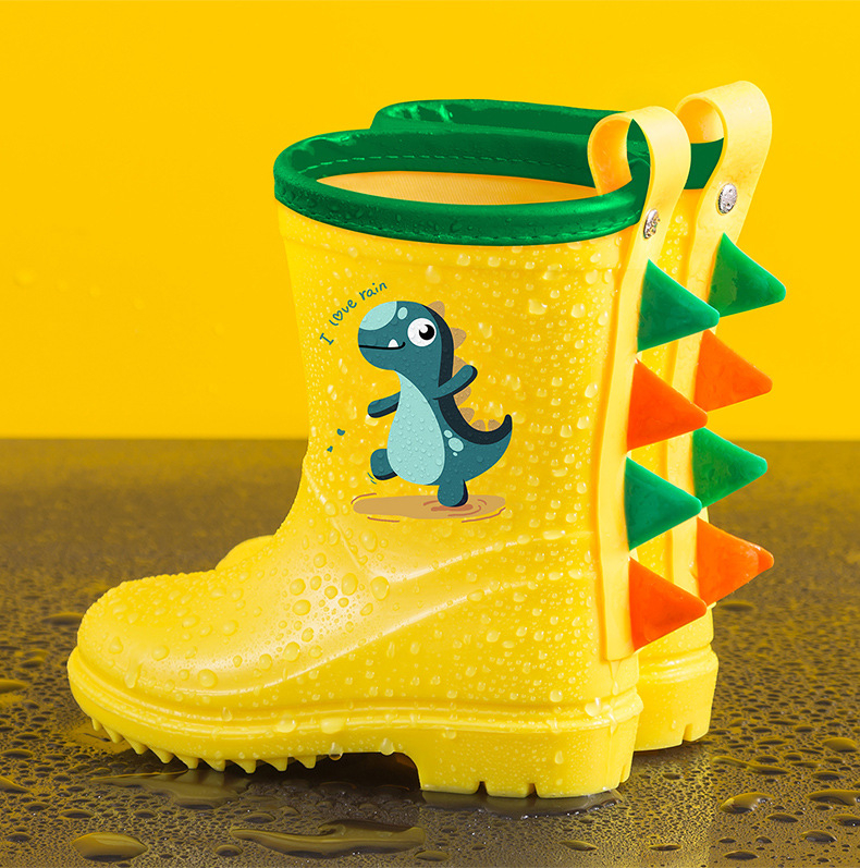 Cizme de ploaie pentru copii, cu șnur - ușoare, model cartoon, partea superioară din PVC, înaltă, unisex, pentru toate anotimpurile
