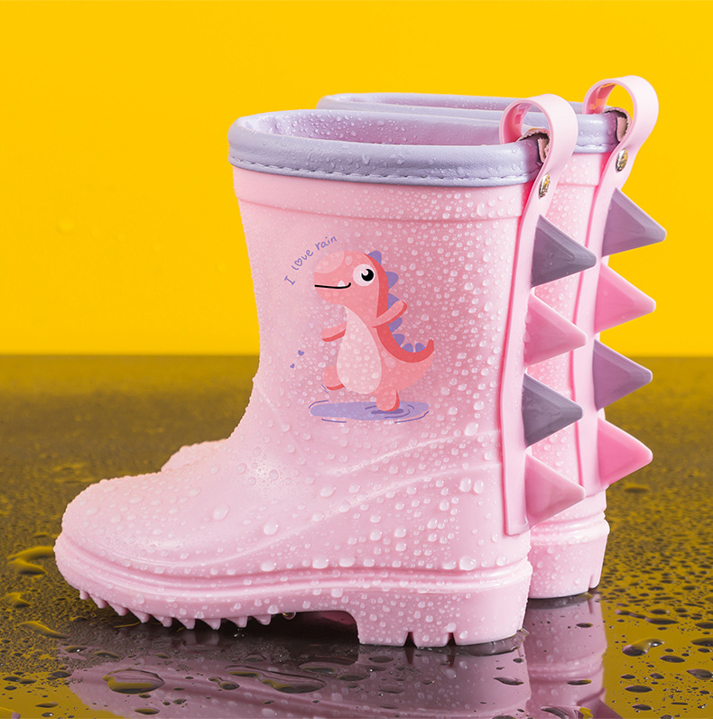 Cizme de ploaie pentru copii, cu șnur - ușoare, model cartoon, partea superioară din PVC, înaltă, unisex, pentru toate anotimpurile