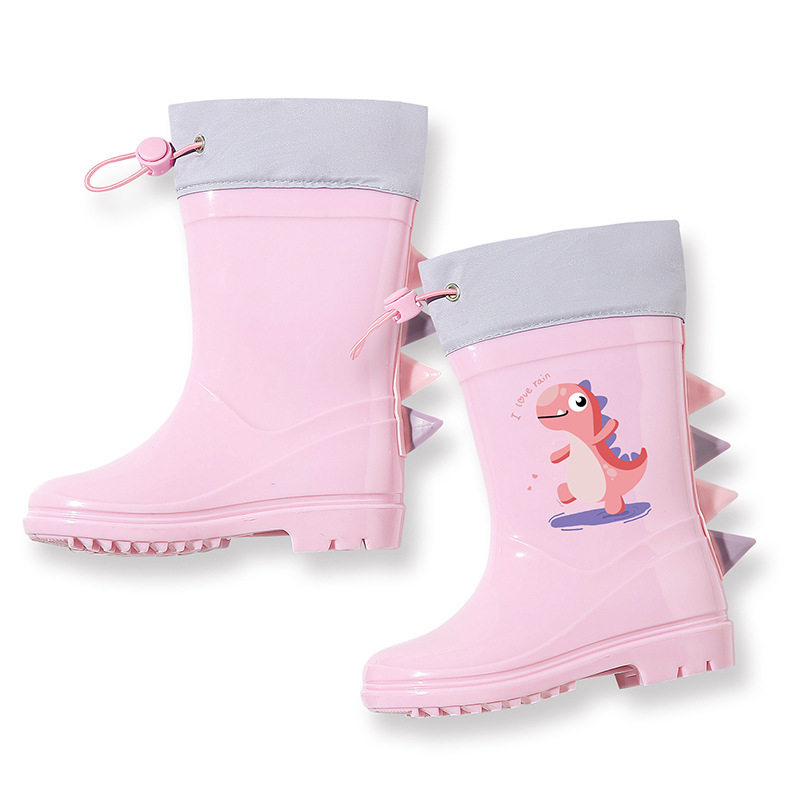 Cizme de ploaie pentru copii, cu șnur - ușoare, model cartoon, partea superioară din PVC, înaltă, unisex, pentru toate anotimpurile