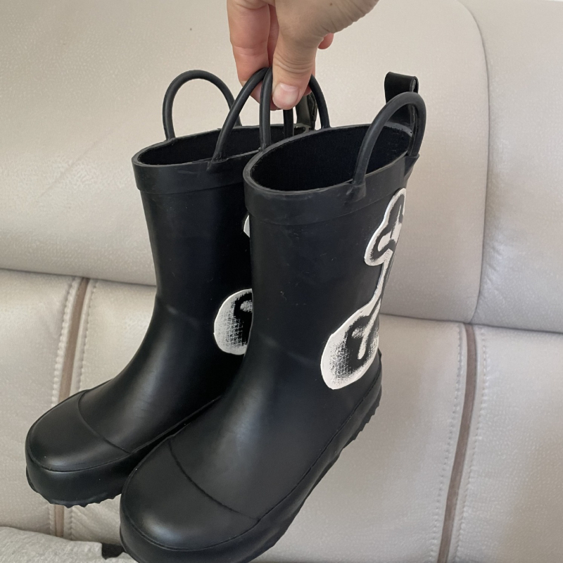 Unisex kišne čizme s motivom lubanje, vodootporne, protuklizne, gumeni vamp, ravna potplata, srednji visine čizme