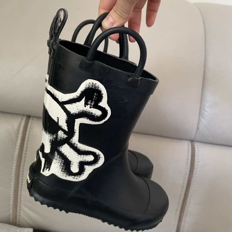 Unisex kišne čizme s motivom lubanje, vodootporne, protuklizne, gumeni vamp, ravna potplata, srednji visine čizme