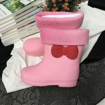 Ghete de ploaie pentru copii cu funda, impermeabile, antiderapante, structură monobloc din PVC, durabile pentru toamnă-iarnă, pentru fete între 7 și 12 ani
