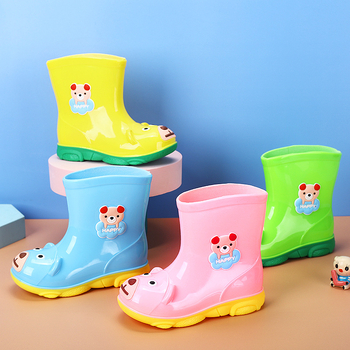 Dječje kišne čizme Cartoon, PVC, srednje visine, vodootporne, niski potpetica