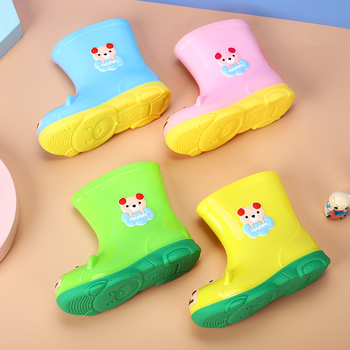Dječje kišne čizme Cartoon, PVC, srednje visine, vodootporne, niski potpetica
