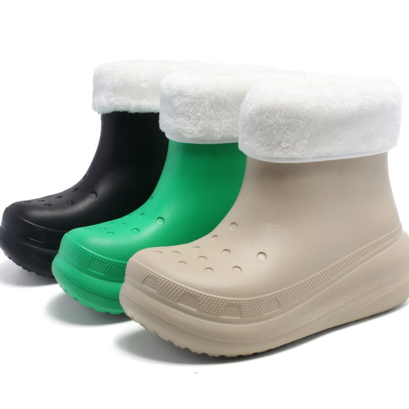 Ghete de ploaie pentru femei Neonice, partea superioară mată, gambă medie, căptușeală din bumbac, toc 3–5 cm, model de iarnă