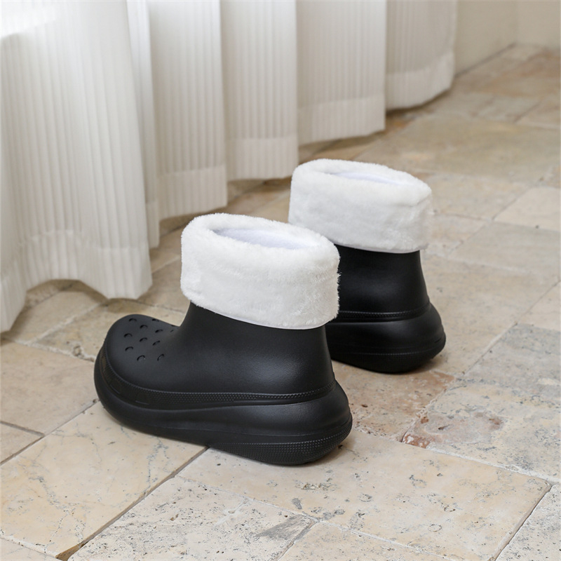 Ghete de ploaie pentru femei Neonice, partea superioară mată, gambă medie, căptușeală din bumbac, toc 3–5 cm, model de iarnă
