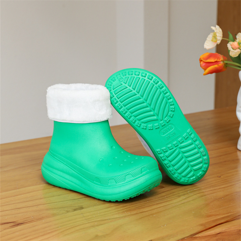 Ghete de ploaie pentru femei Neonice, partea superioară mată, gambă medie, căptușeală din bumbac, toc 3–5 cm, model de iarnă