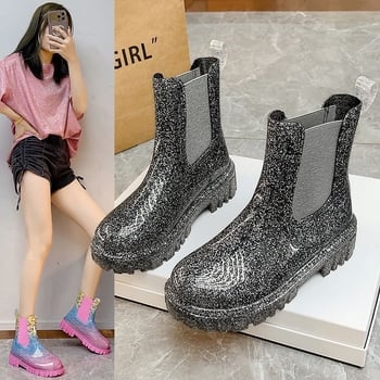 Cizme de ploaie din PVC, talie joasă, stil Chelsea, ușoare, antiderapante