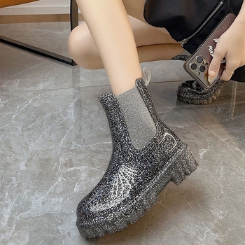 Cizme de ploaie din PVC, talie joasă, stil Chelsea, ușoare, antiderapante