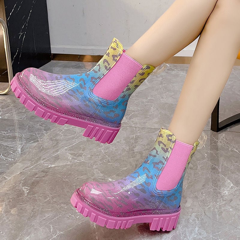 Cizme de ploaie din PVC, talie joasă, stil Chelsea, ușoare, antiderapante