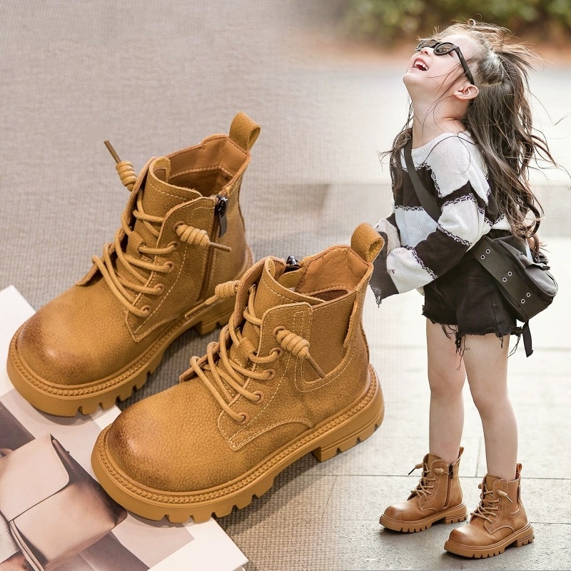 Dječje Martin čizme za djevojčice, nubuk gornji dio, srednje visoke, gumeni đon, bočni zatvarač