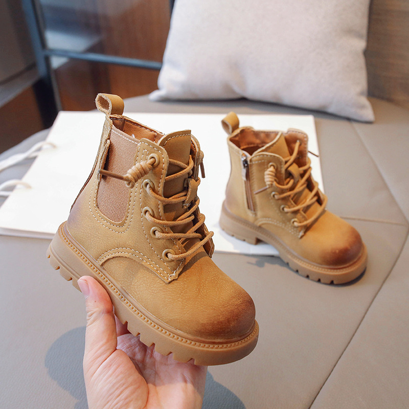 Dječje Martin čizme za djevojčice, nubuk gornji dio, srednje visoke, gumeni đon, bočni zatvarač