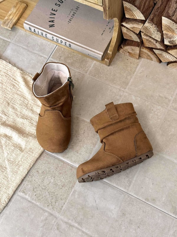 Cizme de iarnă unisex în stil retro, cu fermoar lateral, talpă din cauciuc, glezna joasă, creștere în înălțime, ușoare