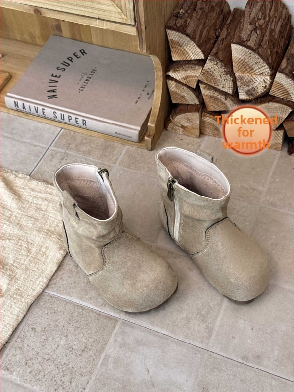 Cizme de iarnă unisex în stil retro, cu fermoar lateral, talpă din cauciuc, glezna joasă, creștere în înălțime, ușoare