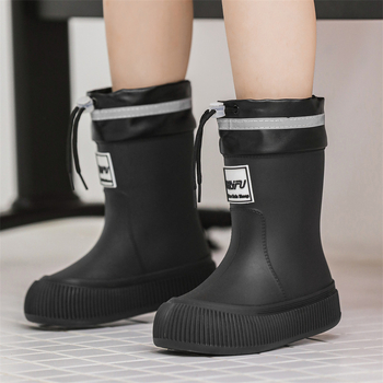 Dječje čizme za kišu za dječake i djevojčice, PVC gornji dio, srednja visina čizme, vodootporne i protuklizne, unisex, za uzrast 7–16 godina