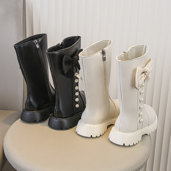 Djevojčice do koljena čizme, gornji materijal od umjetne kože, gumena potplat, flis podstava, bočni zip, stil princeze