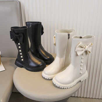 Djevojčice do koljena čizme, gornji materijal od umjetne kože, gumena potplat, flis podstava, bočni zip, stil princeze