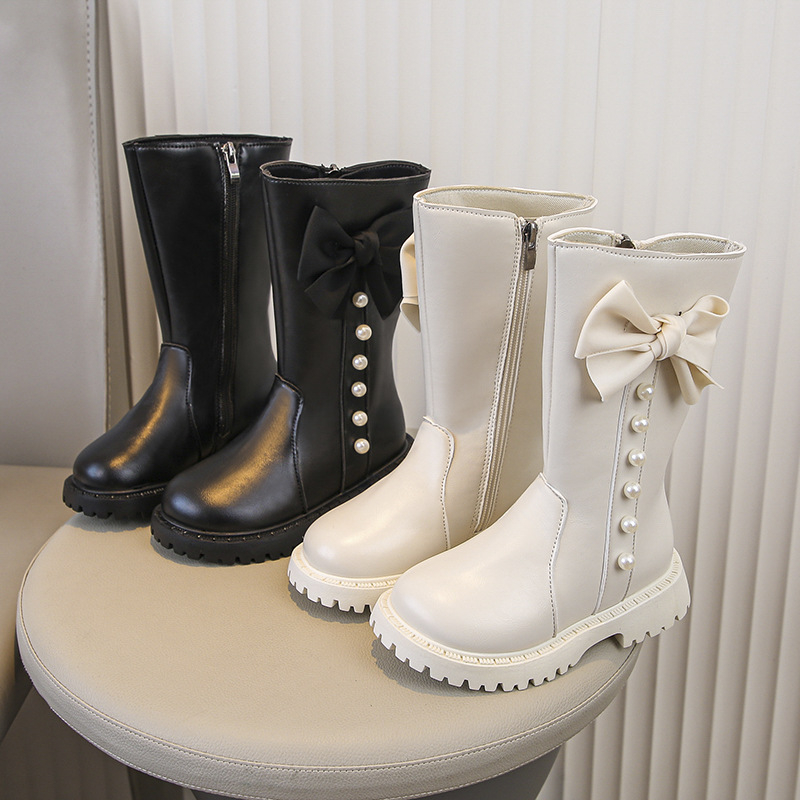 Djevojčice do koljena čizme, gornji materijal od umjetne kože, gumena potplat, flis podstava, bočni zip, stil princeze