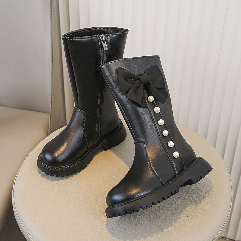 Djevojčice do koljena čizme, gornji materijal od umjetne kože, gumena potplat, flis podstava, bočni zip, stil princeze