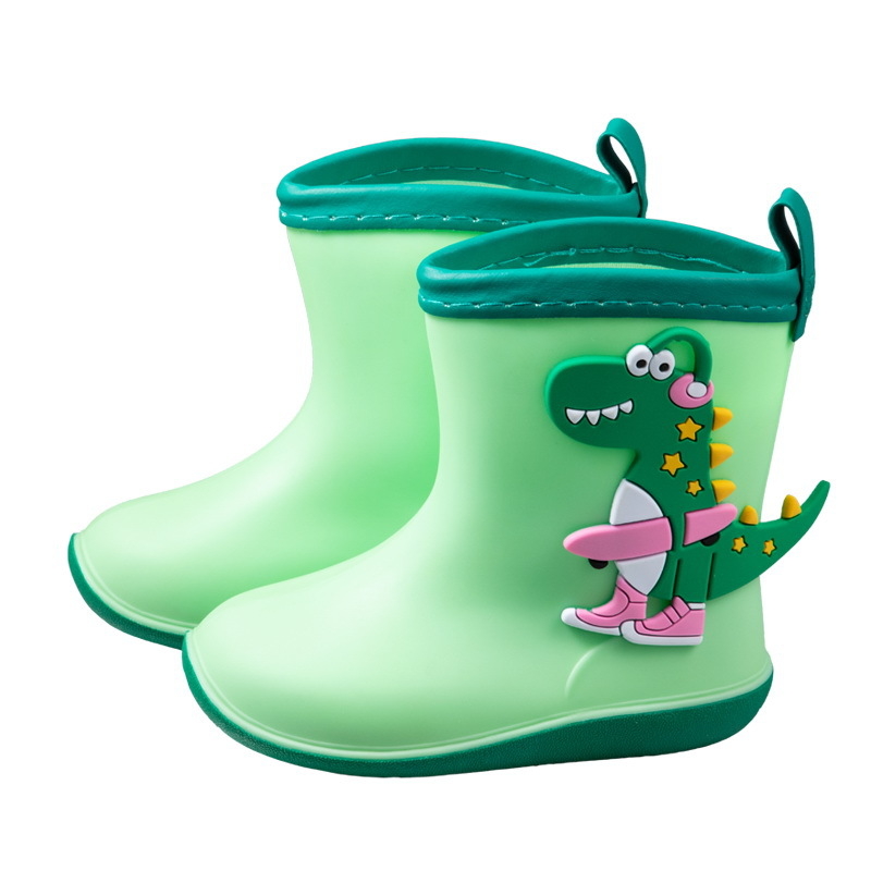Ghete de ploaie pentru copii, cu imprimeu dinozaur desen animat | partea superioară din PVC | potrivite pentru vârste 1-12 ani