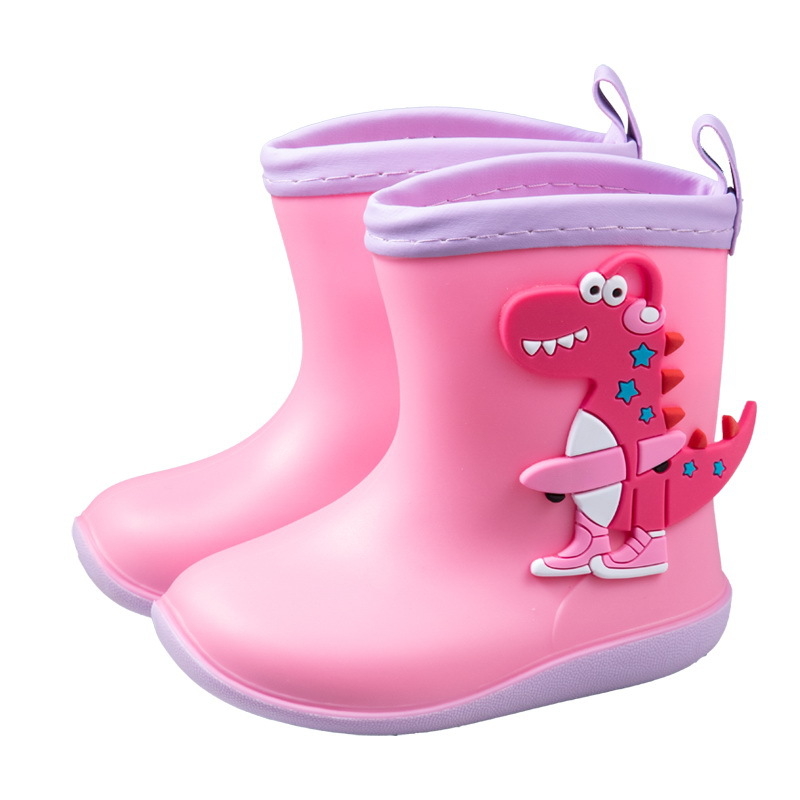 Ghete de ploaie pentru copii, cu imprimeu dinozaur desen animat | partea superioară din PVC | potrivite pentru vârste 1-12 ani