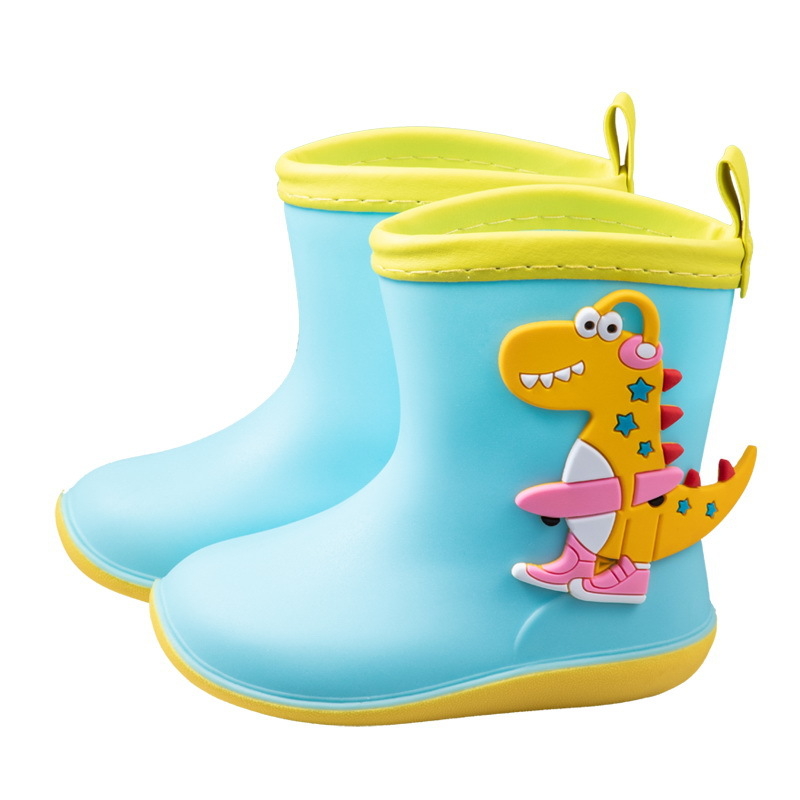 Ghete de ploaie pentru copii, cu imprimeu dinozaur desen animat | partea superioară din PVC | potrivite pentru vârste 1-12 ani