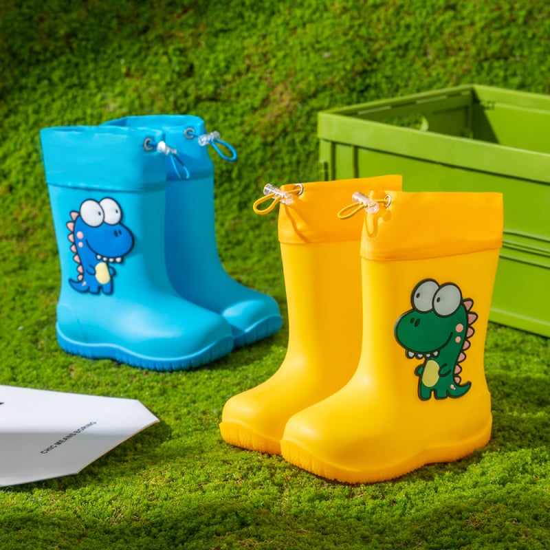 Ghete de ploaie pentru copii, cu desen animat – antiderapante, partea superioară PVC, înălțime medie, unisex, pentru copii 1–12 ani