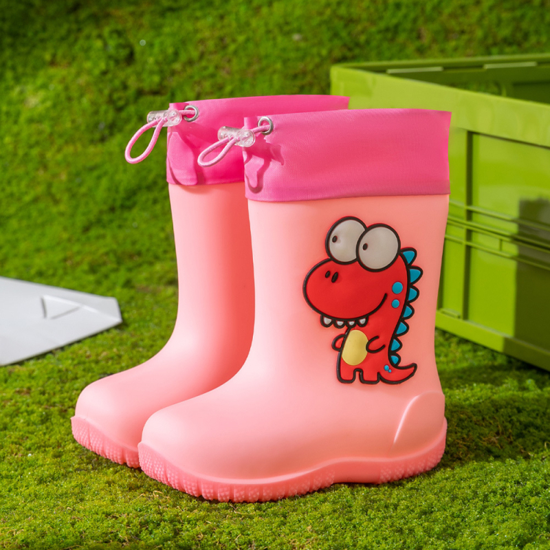 Ghete de ploaie pentru copii, cu desen animat – antiderapante, partea superioară PVC, înălțime medie, unisex, pentru copii 1–12 ani