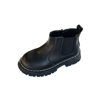 Dječje Martin čizme od kože za zimu, bočni zatvarač, protuklizna gumena potplat, kratka visina čizme