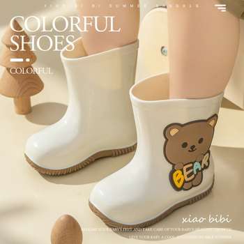 Dječje kišne čizme s karikaturnim uzorkom, PVC gornji dio, niski potpetica, kratka visina čizme, vodootporne