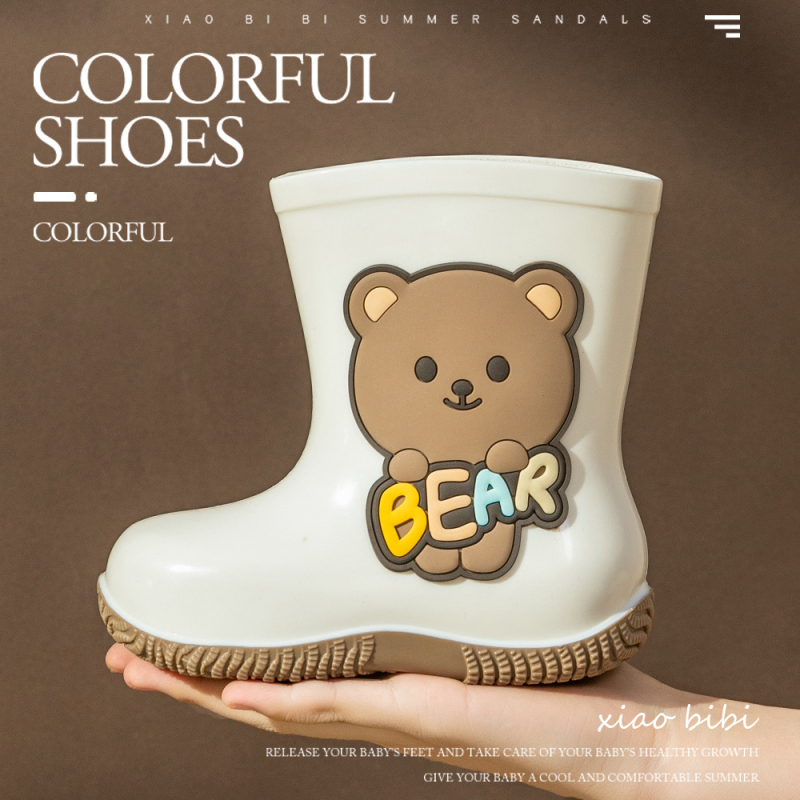 Dječje kišne čizme s karikaturnim uzorkom, PVC gornji dio, niski potpetica, kratka visina čizme, vodootporne